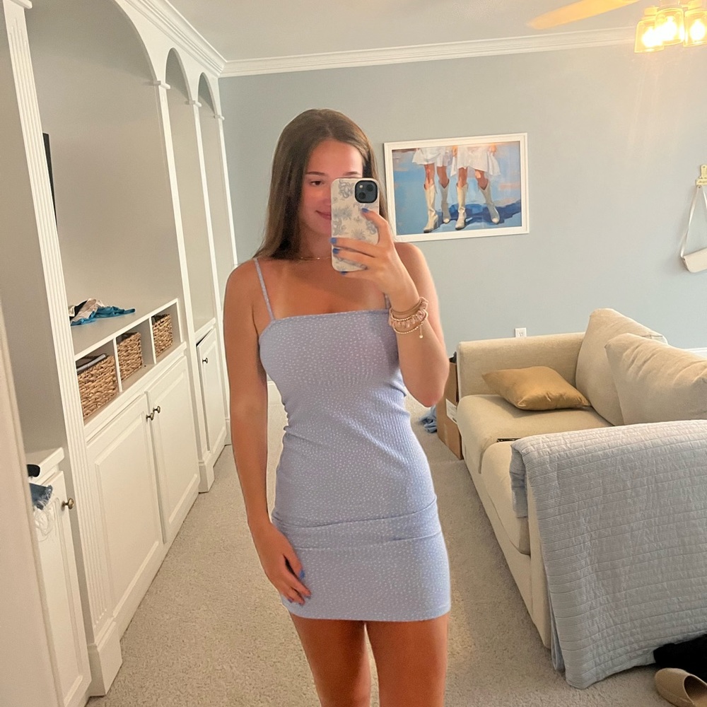 BODYCON MINI BABY BLUE FLORAL DRESS